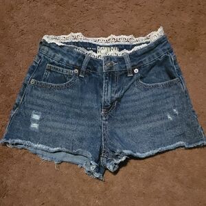 Rewash Dark Blue Jean Shorts with Lace Trim